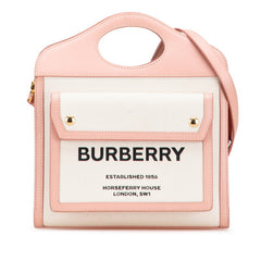 バーバリー ミニ ポケット バッグ 斜め掛け ショルダーバッグ ピンク ホワイト キャンバス レザー レディース BURBERRY 【中古】