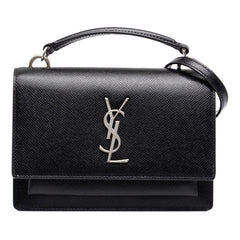 サンローラン サンセット ハンドバッグ 2WAY チェーン ショルダーバッグ 533026 ブラック レザー レディース SAINT LAURENT 中古