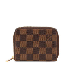 ルイ ヴィトン ダミエ ジッピー コインパース コインケース 小銭入れ N63070 ブラウン PVC レザー レディース LOUIS VUITTON 【中古】