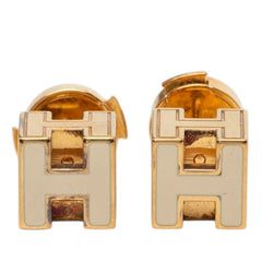 エルメス ガ―ジュドアッシュ Hキューブ スタッドピアス ゴールド ベージュ メッキ GP レディース HERMES 【中古】