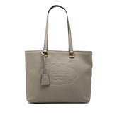 プラダ ロゴエンボス トートバッグ ショルダーバッグ グレー レザー レディース PRADA 【中古】