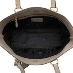 プラダ ロゴエンボス トートバッグ ショルダーバッグ グレー レザー レディース PRADA 【中古】