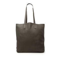 プラダ 三角ロゴプレート ビッグトート トートバッグ ショルダーバッグ チャコールグレー系 レザー レディース PRADA 中古