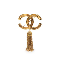 シャネル ヴィンテージ ココマーク ヨウガン 溶岩 フリンジ ブローチ ゴールド メッキ レディース CHANEL 【中古】