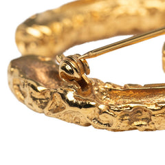 シャネル ヴィンテージ ココマーク ヨウガン 溶岩 フリンジ ブローチ ゴールド メッキ レディース CHANEL 【中古】