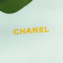 シャネル カメリア チェーン モチーフ スカーフ ライトブルー ホワイト マルチカラー シルク レディース CHANEL 【中古】