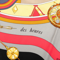 エルメス カレ90 parmi les fleurs je compte les heures 花の中で過ごす時間 スカーフ 大判 ブラック マルチカラー シルク レディース HERMES 【中古】