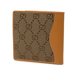 グッチ GGキャンバス 二つ折り財布 ベージュ ブラウン キャンバス レザー レディース GUCCI 【中古】