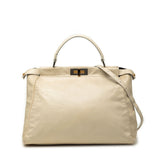 フェンディ ピーカブー ラージ ハンドバッグ ワンショルダーバッグ 2WAY 8BN210 ホワイト アイボリー エナメル レディース FENDI 【中古】