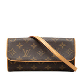 ルイ ヴィトン モノグラム ポシェット ツインPM ショルダーバッグ M51854 ブラウン PVC レザー レディース LOUIS VUITTON 【中古】