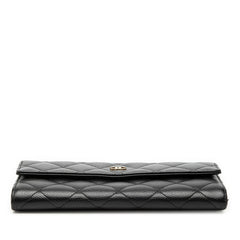 シャネル ココマーク マトラッセ 長財布 ブラック キャビアスキン レディース CHANEL 【中古】