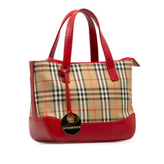 バーバリー ノバチェック シャドーホース ミニハンドバッグ ベージュ マルチカラー キャンバス レザー レディース BURBERRY 【中古】