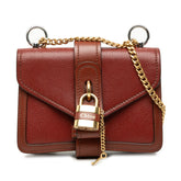 クロエ アビー 斜め掛け チェーン ショルダーバッグ ブラウン ゴールド レザー メッキ レディース Chloe 【中古】