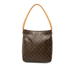 ルイ ヴィトン モノグラム ルーピングGM ショルダーバッグ ハンドバッグ M51145 ブラウン PVC レザー レディース LOUIS VUITTON 中古
