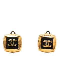 シャネル ココマーク ヴィンテージ スクエア イヤリング 95A ゴールド ブラック メッキ レディース CHANEL 【中古】