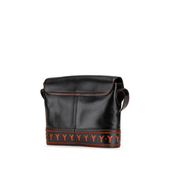 イヴ サンローラン ヴィンテージ YSL カットアウト 斜め掛け ショルダーバッグ ブラック オレンジ レザー レディース YVES SAINT LAURENT 【中古】