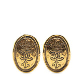 シャネル ココマーク オーバル 王冠 クラウン イヤリング ゴールド メッキ レディース CHANEL 【中古】