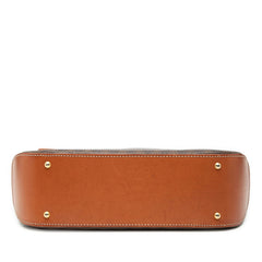 セリーヌ マカダム トップハンドル ハンドバッグ ブラウン PVC レザー レディース CELINE 【中古】