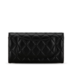 シャネル クラシック ロングフラップ ウォレット 長財布 AP0241 ブラック ラムスキン レディース CHANEL 【中古】