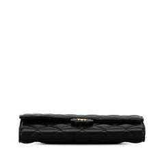 シャネル クラシック ロングフラップ ウォレット 長財布 AP0241 ブラック ラムスキン レディース CHANEL 【中古】