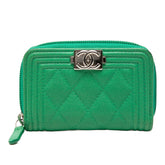 シャネル ココマーク ボーイシャネル コインケース 小銭入れ グリーン キャビアスキン レディース CHANEL 【中古】