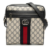 グッチ GGスプリーム オフィディア ショルダーバッグ 547926 ベージュ ネイビー PVC レザー レディース GUCCI 【中古】