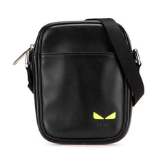 フェンディ アイシーユー 斜め掛け ショルダーバッグ 7VA456 ブラック ネオンイエロー カーフレザー メンズ FENDI 【中古】