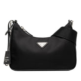 プラダ 三角ロゴプレート 2005 Re-Edition リナイロン 斜め掛け ショルダーバッグ ブラック ナイロン レザー レディース PRADA 【中古】