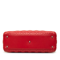 ディオール カナージュ レディディオール ラージ ハンドバッグ ショルダーバッグ 2WAY レッド ラムスキン レディース Dior 【中古】