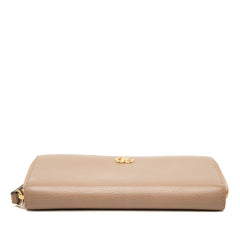 グッチ GGマーモント ラウンドファスナー 長財布 456117 ベージュ レザー レディース GUCCI 中古