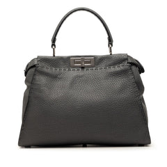 フェンディ セレリア ピーカブー ミディアム ハンドバッグ 8BN226 グレー レザー レディース FENDI 【中古】