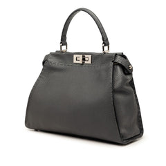 フェンディ セレリア ピーカブー ミディアム ハンドバッグ 8BN226 グレー レザー レディース FENDI 【中古】