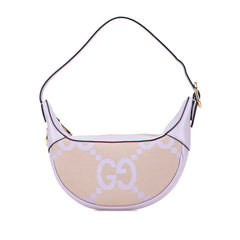 グッチ ジャンボGG GGミニバッグ ハンドバッグ ワンショルダーバッグ 658551 パープル ベージュ キャンバス レザー レディース GUCCI 【中古】