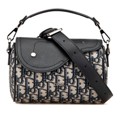 ディオール オブリーク サドル ローラー 斜め掛け ショルダーバッグ ハンドバッグ 2WAY ネイビー ベージュ ブラック キャンバス レザー レディース Dior 【中古】