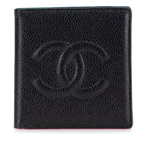 シャネル ココマーク 二つ折り財布 ブラック キャビアスキン レディース CHANEL 【中古】