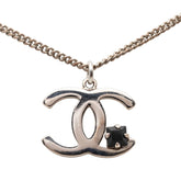 シャネル ココマーク ネックレス シルバー ブラック メタル カラーストーン レディース CHANEL 【中古】