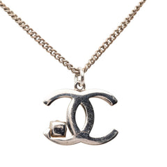 シャネル ココマーク ネックレス シルバー ブラック メタル カラーストーン レディース CHANEL 【中古】