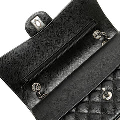 シャネル マトラッセ25 ダブルフラップ ココマーク チェーン ショルダーバッグ ブラック キャビアスキン レディース CHANEL 【中古】