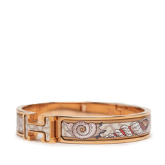 エルメス クリックH 貝殻 モチーフ バングル ピンクゴールド ホワイト マルチカラー メッキ レディース HERMES 【中古】