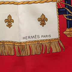 エルメス カレ90 VUE DU CAROSSE DE LA GALERE LA REALE クイーンの戴冠式 スカーフ ホワイト マルチカラー シルク レディース HERMES 【中古】
