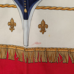 エルメス カレ90 VUE DU CAROSSE DE LA GALERE LA REALE クイーンの戴冠式 スカーフ ホワイト マルチカラー シルク レディース HERMES 【中古】