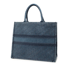 ディオール オブリーク ブックトート ラージ トートバッグ ブルー デニム レディース Dior 【中古】