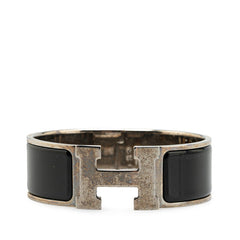 エルメス クリッククラックH GM ブレスレット シルバー ブラック メタル レディース HERMES 【中古】