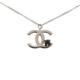 シャネル ココマーク ペンダント ネックレス 05P シルバー メタル ブラックストーン レディース CHANEL 【中古】
