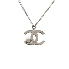 シャネル ココマーク ペンダント ネックレス 05P シルバー メタル ブラックストーン レディース CHANEL 【中古】