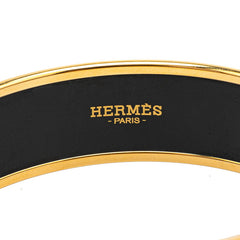 エルメス エマイユGM ガダルキヴィール バングル ブラック ゴールド メッキ レディース HERMES 【中古】