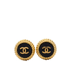 シャネル ココマーク ヴィンテージ イヤリング 95P ブラック ゴールド メッキ レディース CHANEL 【中古】