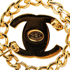 シャネル ココマーク ターンロック チェーン ブローチ ゴールド メッキ レディース CHANEL 【中古】