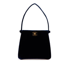 シャネル ココマーク ミニハンドバッグ ネイビー ベロア レディース CHANEL 【中古】