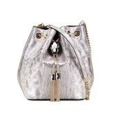 ブルガリ セルペンティフォーエバー バケットバッグ ショルダーバッグ シルバー レザー レディース BVLGARI 【中古】